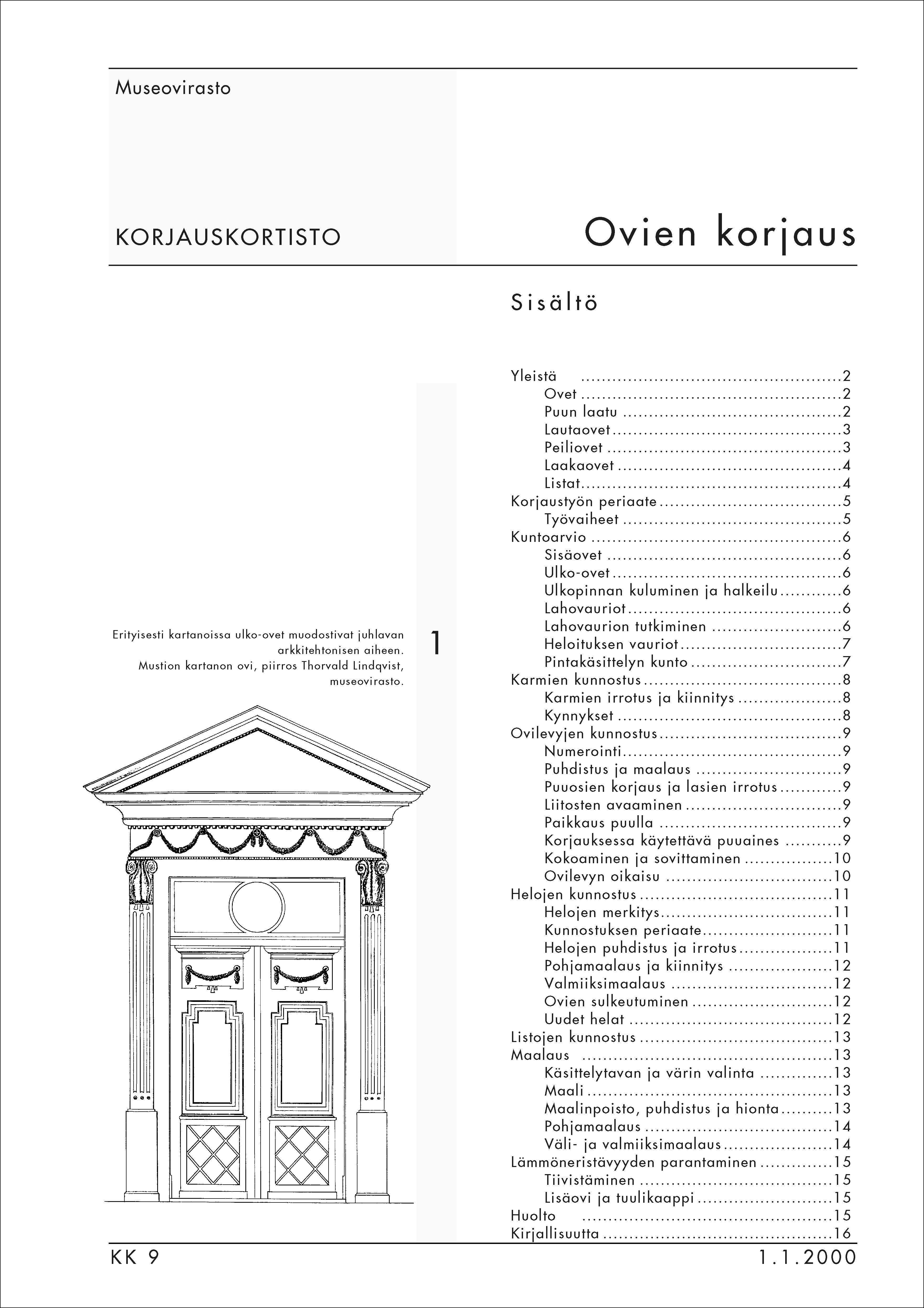 Korjauskortin numero 9 etusivu.